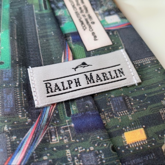 Ralph Marlin Computer Circuit Board Print Mens Tie - Picture 5 of 7